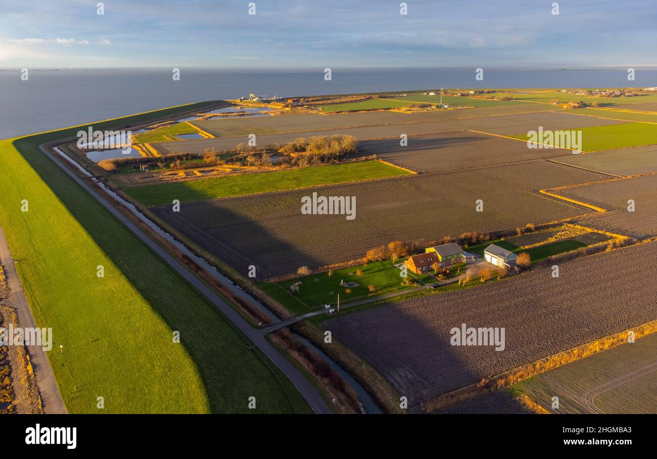 The beautiful landscape of Nordstrand Germany at the Wadden Sea Stock Photo