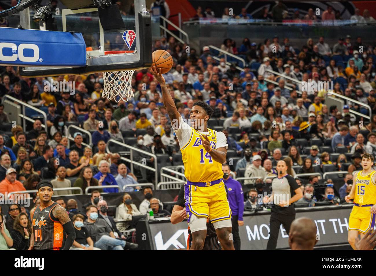 Orlando, Florida, USA, January 21, 2022, Los Angeles Lakers Shooting Guard Stanley Johnson #14 attempt to make a shot during the fourth quarter at the Amway Center.  (Photo Credit:  Marty Jean-Louis) Credit: Marty Jean-Louis/Alamy Live News Stock Photo