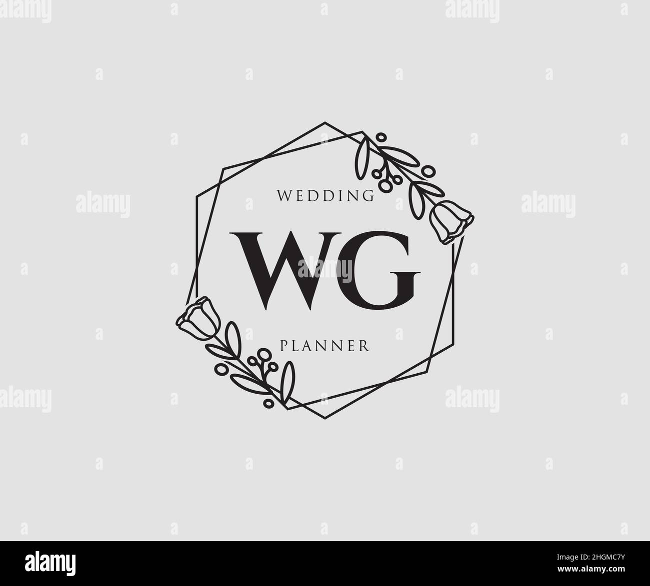 WG feminine logo. Usable for Nature, Salon, Spa, Cosmetic and Beauty Logos. Flat Vector Logo Design Template Element. Stock Vector