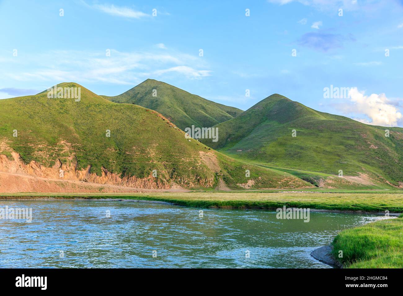 Xinjiang mountain and river natural scenery in summer Stock Photo - Alamy