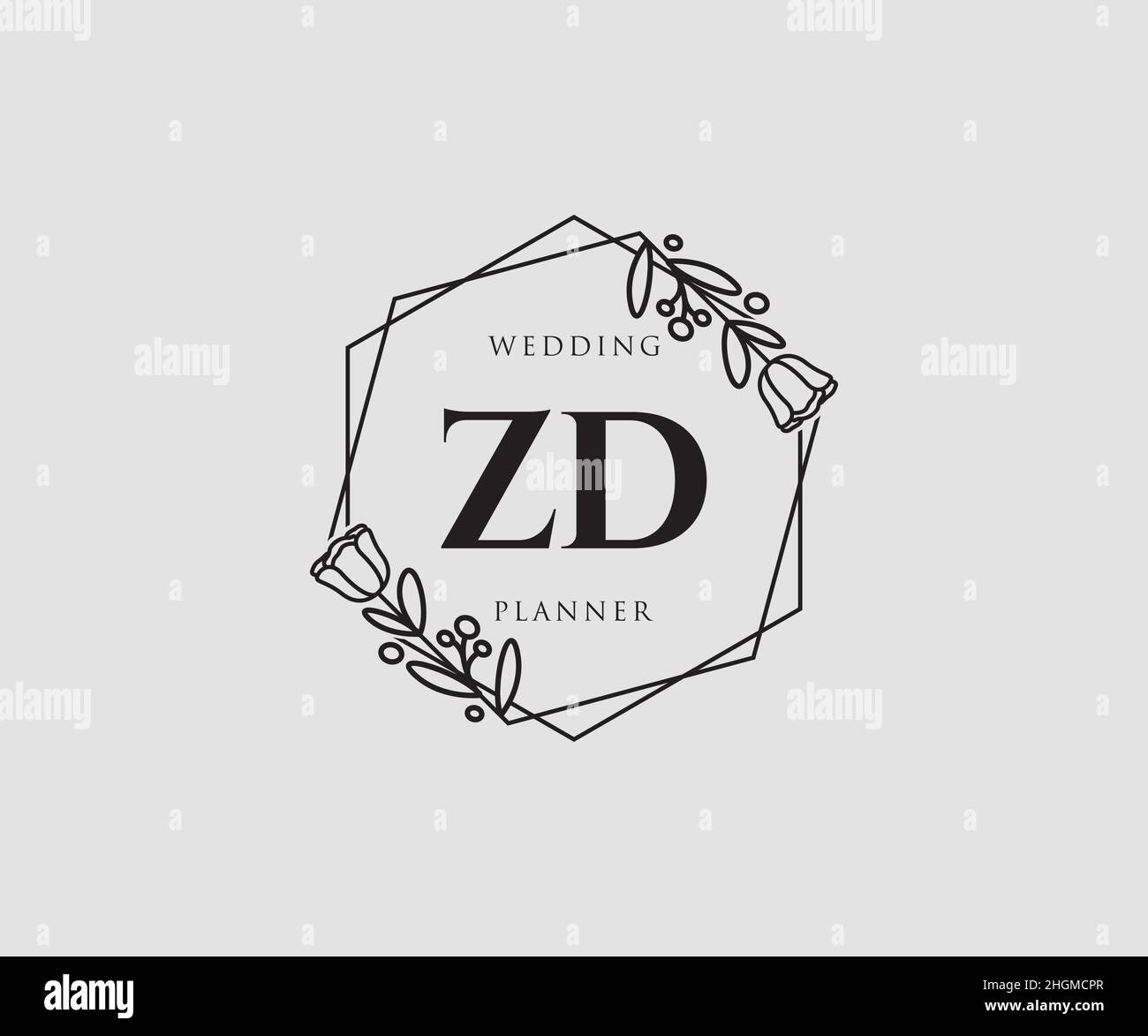 ZD feminine logo. Usable for Nature, Salon, Spa, Cosmetic and Beauty Logos. Flat Vector Logo Design Template Element. Stock Vector