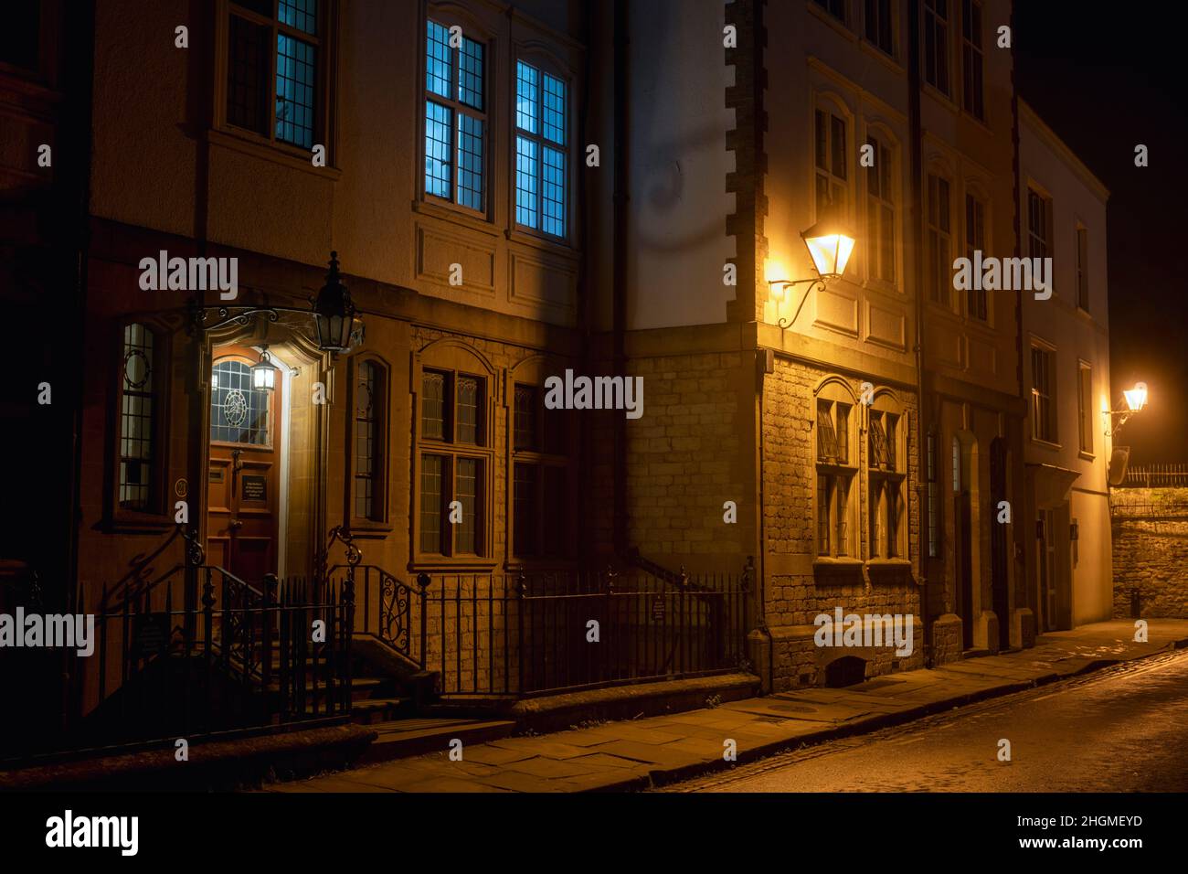 Building along Merton Street in the early morning in january. Oxford, Oxfordshire, England Stock Photo