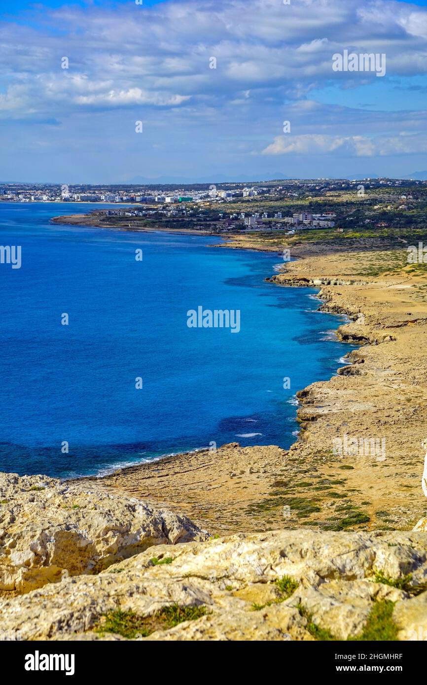 Cape Greko, Eastern Cyprus, Cyprus, Mediterranean Sea in winter Stock Photo