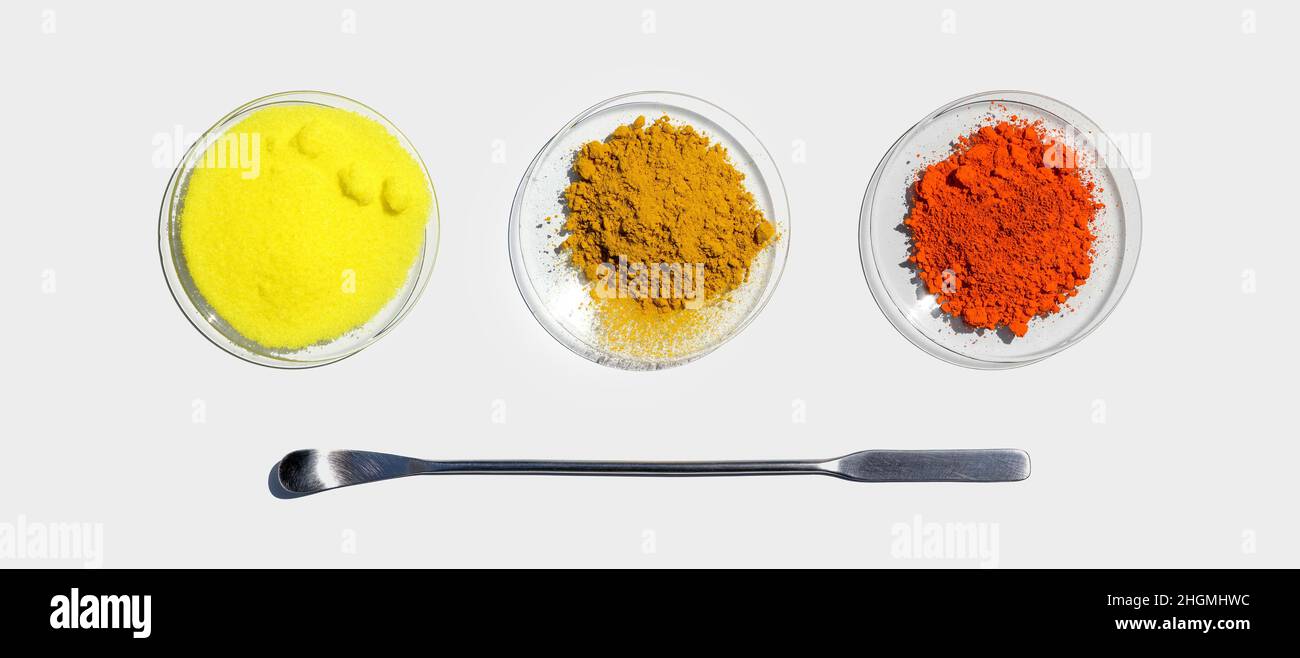 Lead (II,IV) oxide, Potassium Chromate and Organic Curcuma Powder in