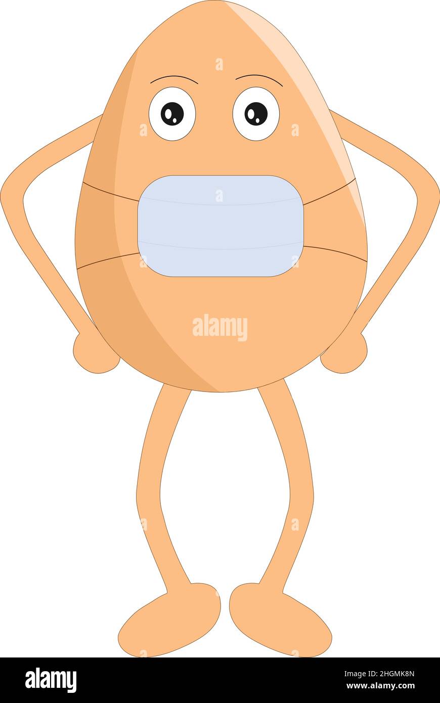 Cute egg cartoon wearing mask vector illustration Stock Vector