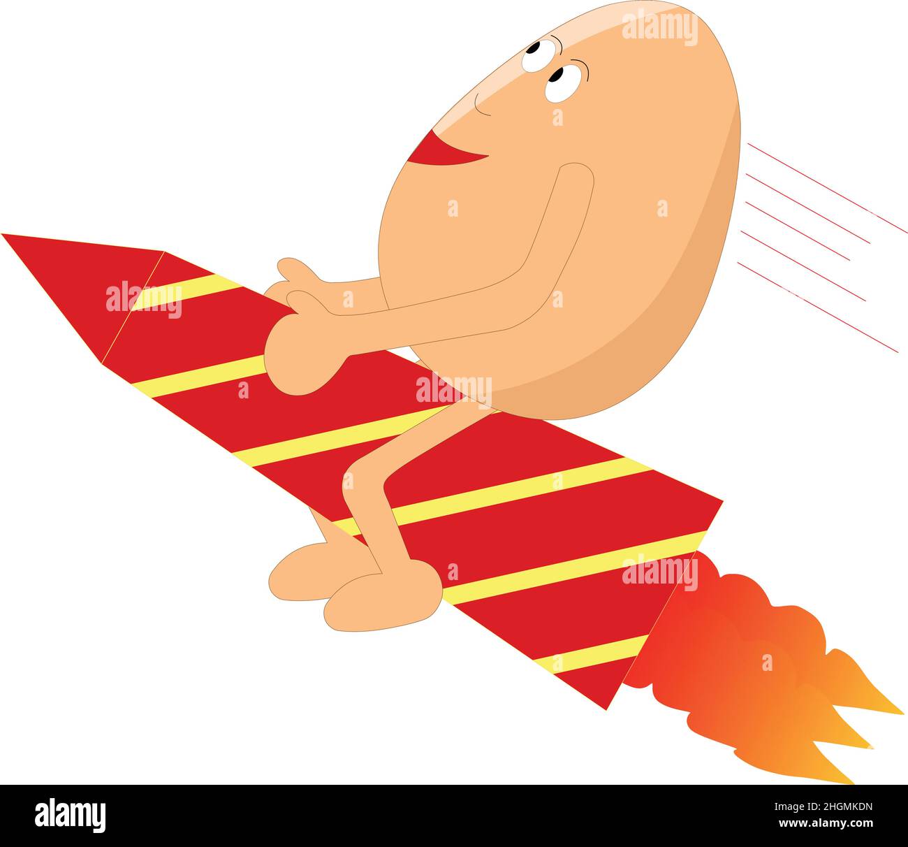 Cute egg character riding a rocket vector illustration cartoon Stock Vector