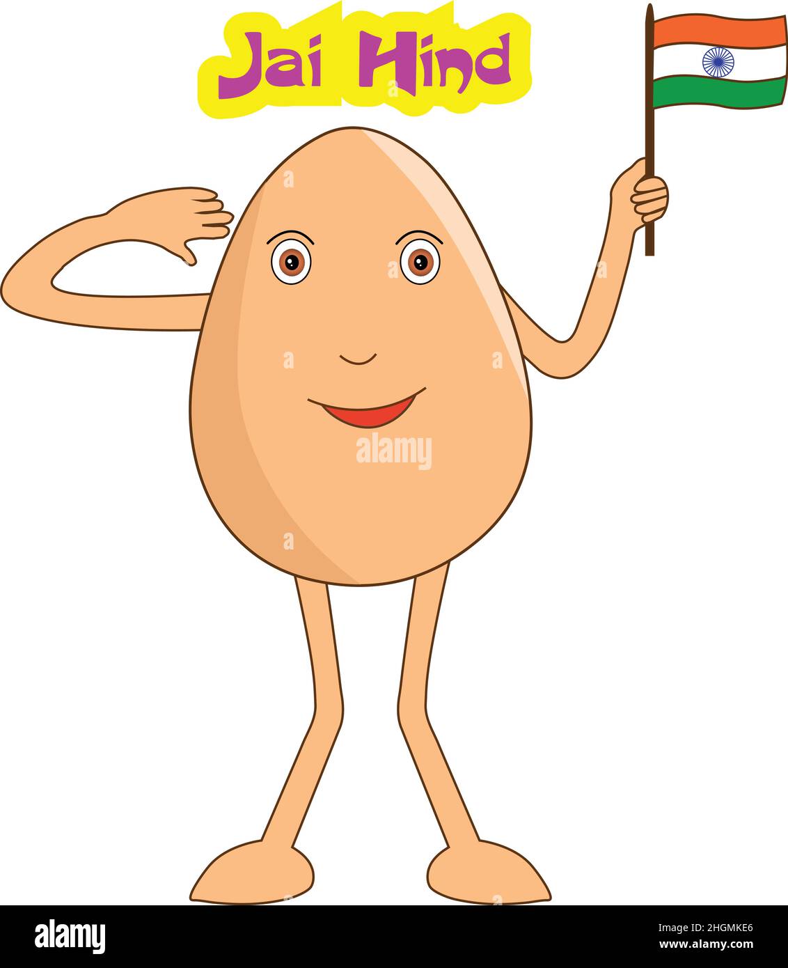 Indian themed egg cartoon - Cheerful egg saluting Indian flag and saying  hail India. Vector Illustration Stock Vector Image & Art - Alamy