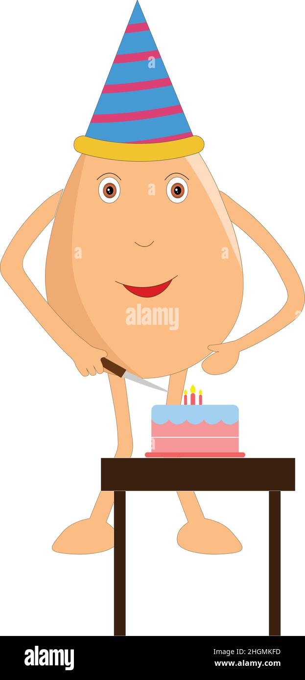 Cute egg birthday cartoon vector illustration Stock Vector