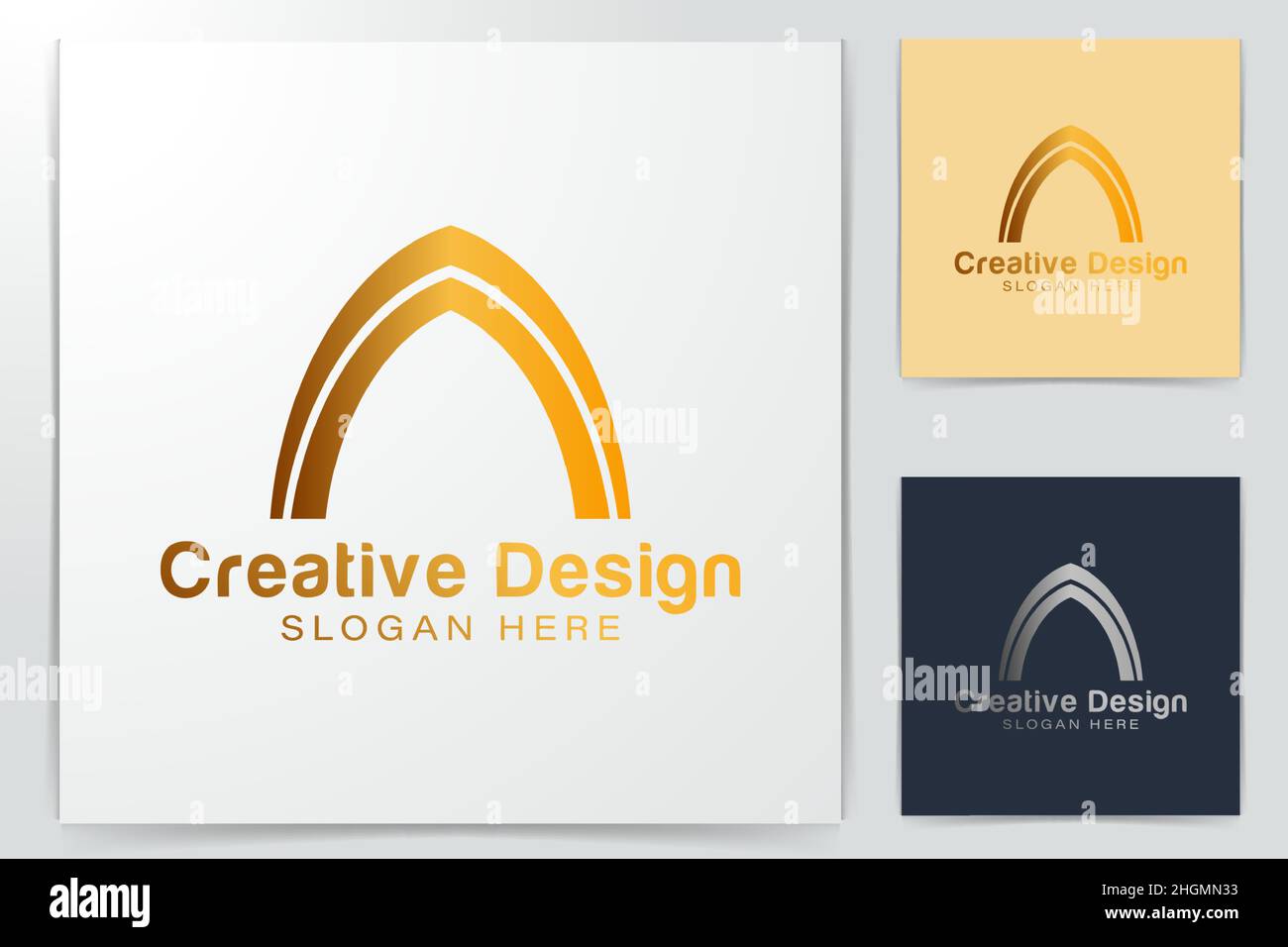 luxury gold tower, dome, mosque logo Ideas. Inspiration logo design. Template Vector Illustration. Isolated On White Background Stock Vector
