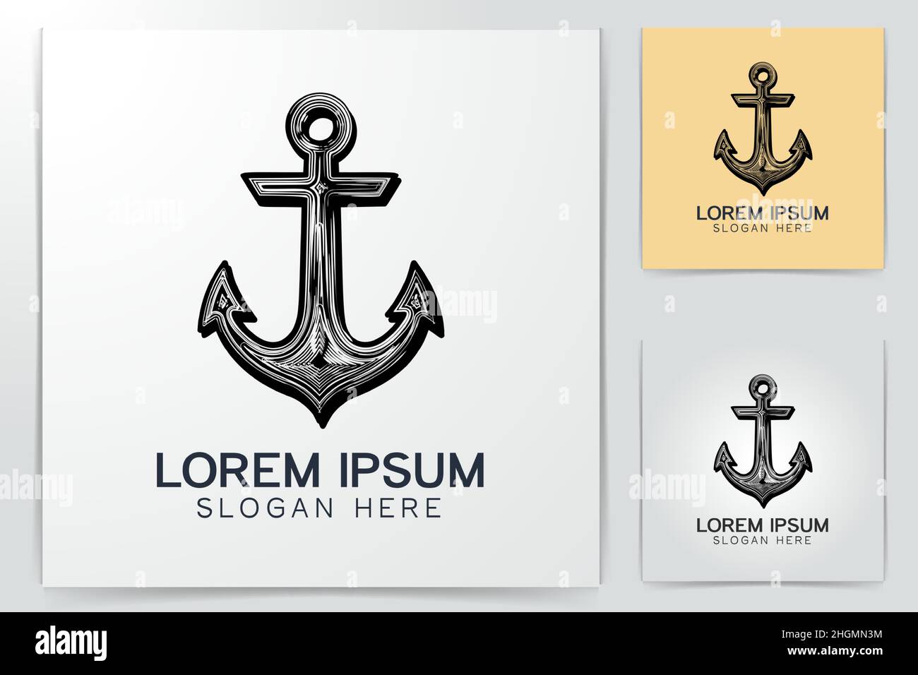 hand drawn anchor logo Designs Inspiration Isolated on White Background