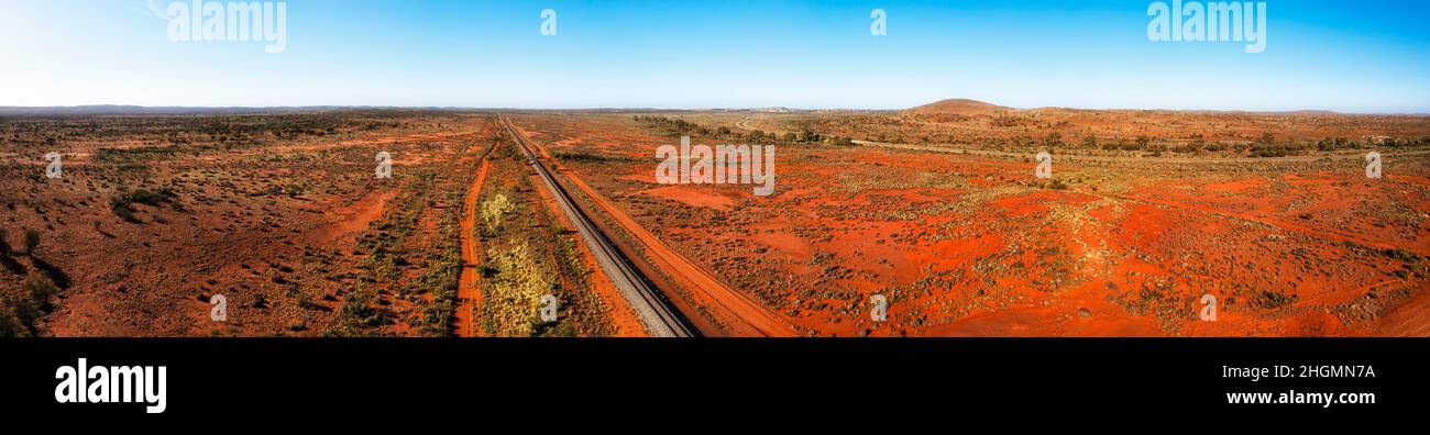Wide aerial panorama of authentic australian outback around Broken Hill city in Far West of NSW. Stock Photo