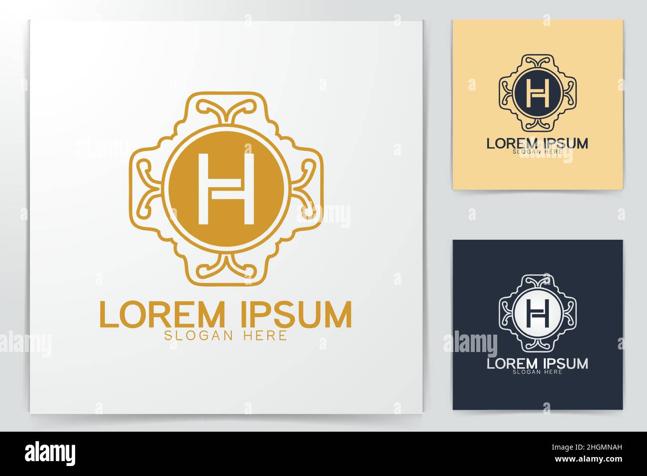 initial letter h decorative, boutique, ornament, luxury logo Ideas. Inspiration logo design. Template Vector Illustration. Isolated On White Backgroun Stock Vector