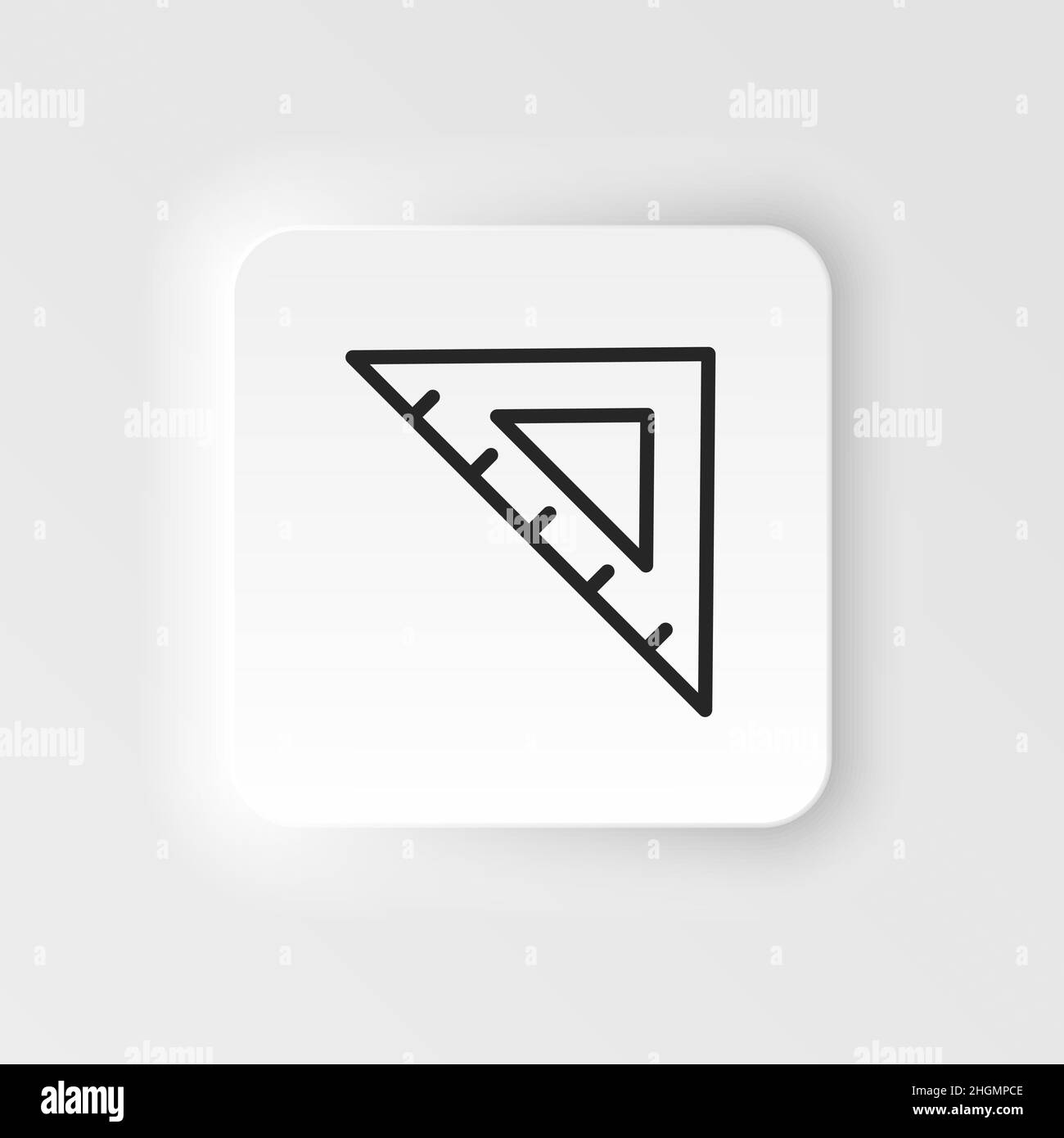 Measure, ruler, triangle vector icon. Element of design tool for mobile concept and web apps vector. Thin neumorphic style vector icon for website des Stock Vector