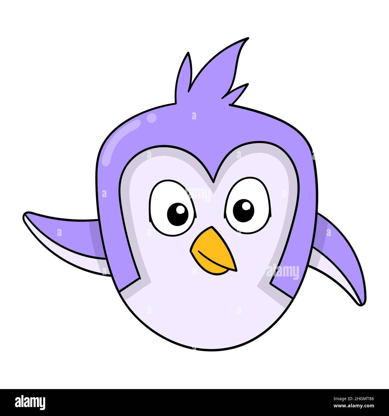 purple penguin smiling happy expression, vector illustration art