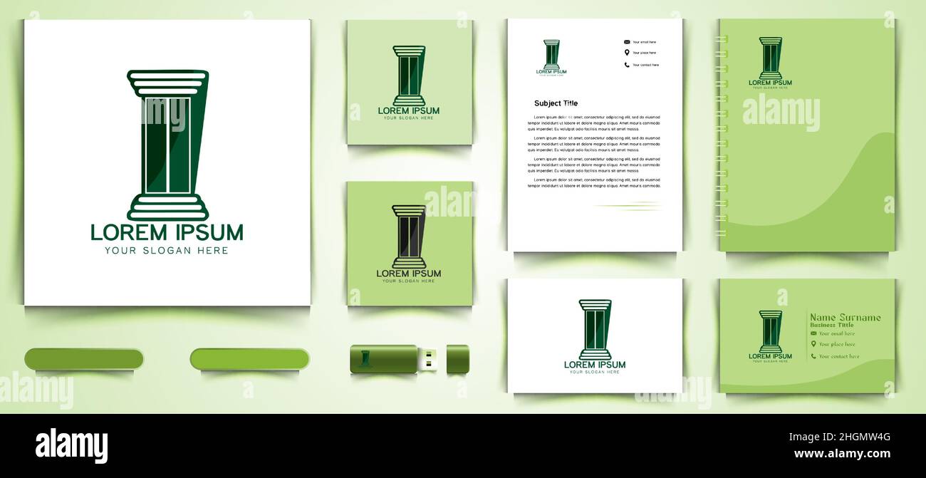 Pillar, Law Logo and business card branding template Designs