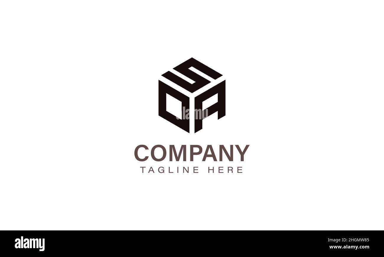 Letter SOA Logo, Three Letter Logo, Alphabet S O A Hexagon Shape Vector Icon Template Stock Vector