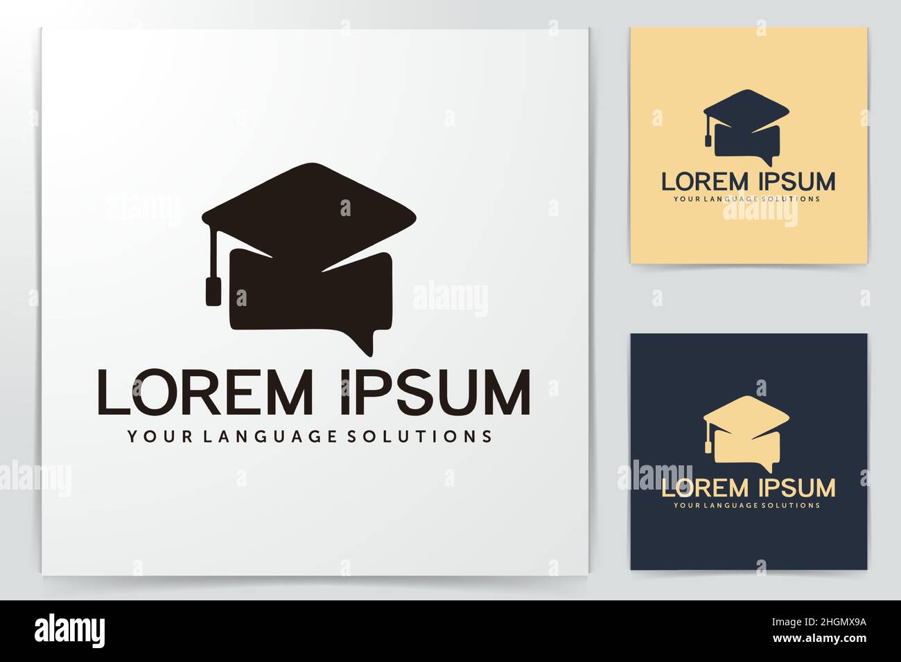 graduation cap, chat, language course logo Designs Inspiration Isolated ...
