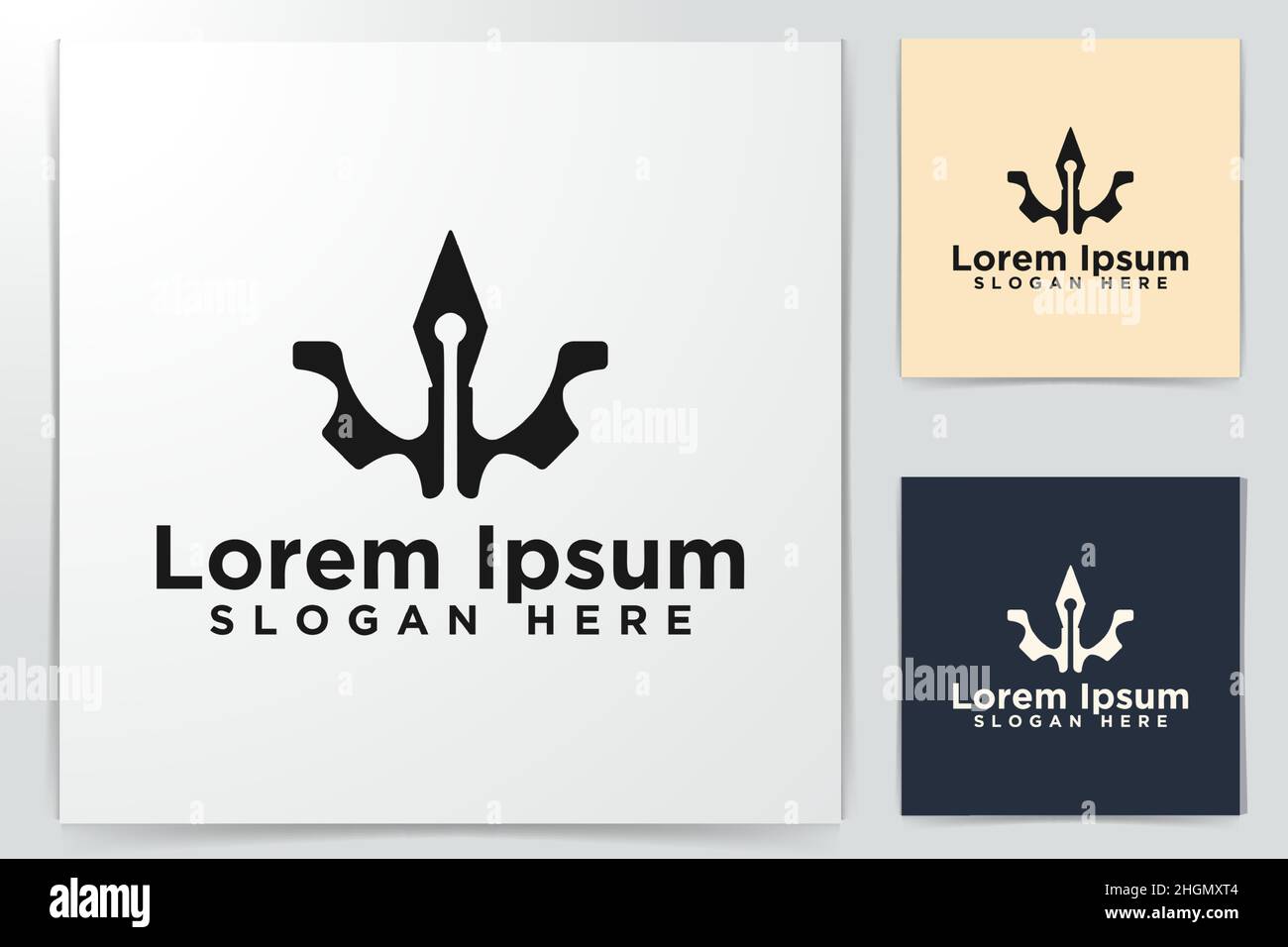 Gear, Pen Logo Designs, Vector Illustration Stock Vector