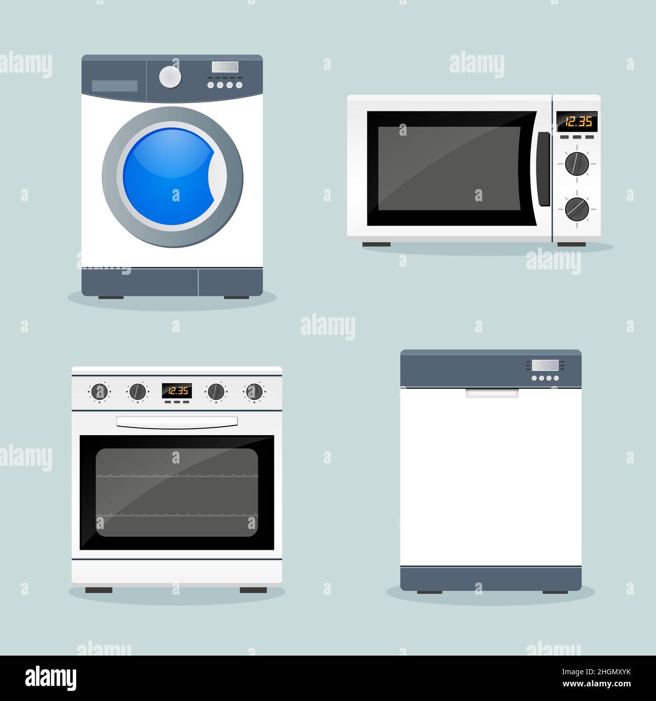 Home appliances set flat vector illustration design Stock Vector