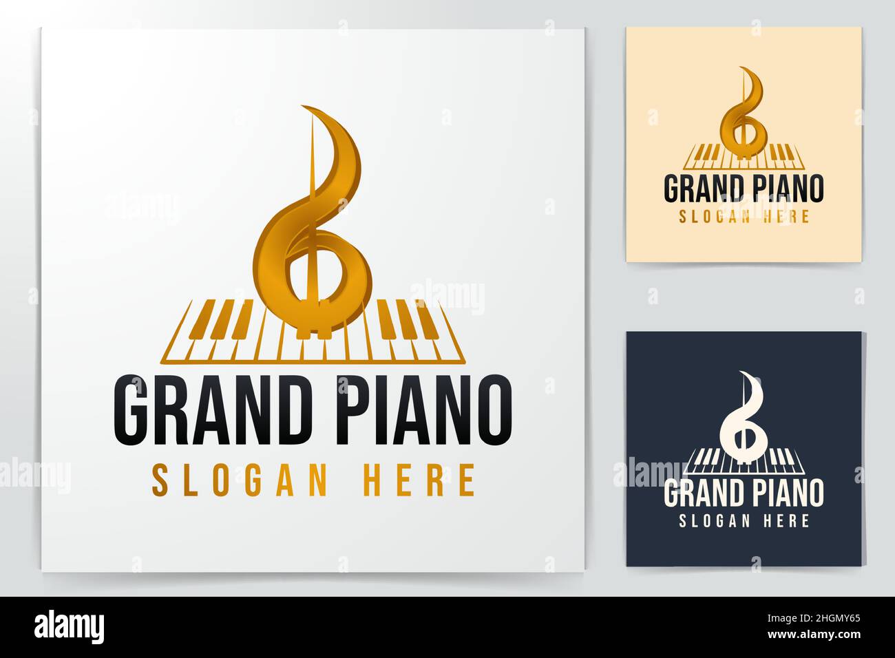 Grand Piano Logo Ideas. Inspiration logo design. Template Vector Illustration. Isolated On White Background Stock Vector