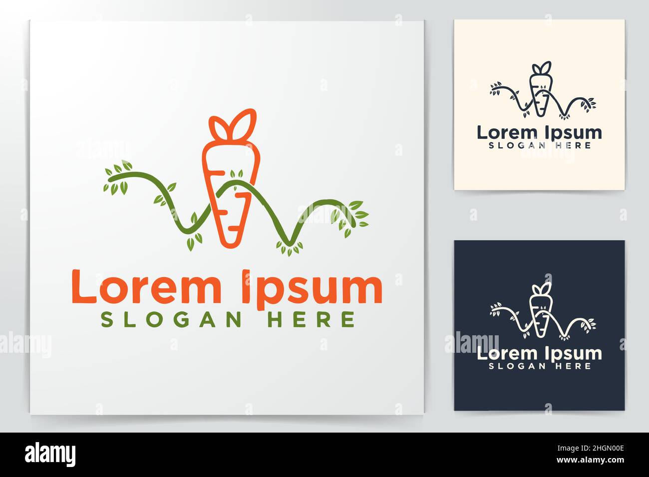 carrot, Vegetable, Mono Line Logo Designs, Vector Illustration Stock Vector