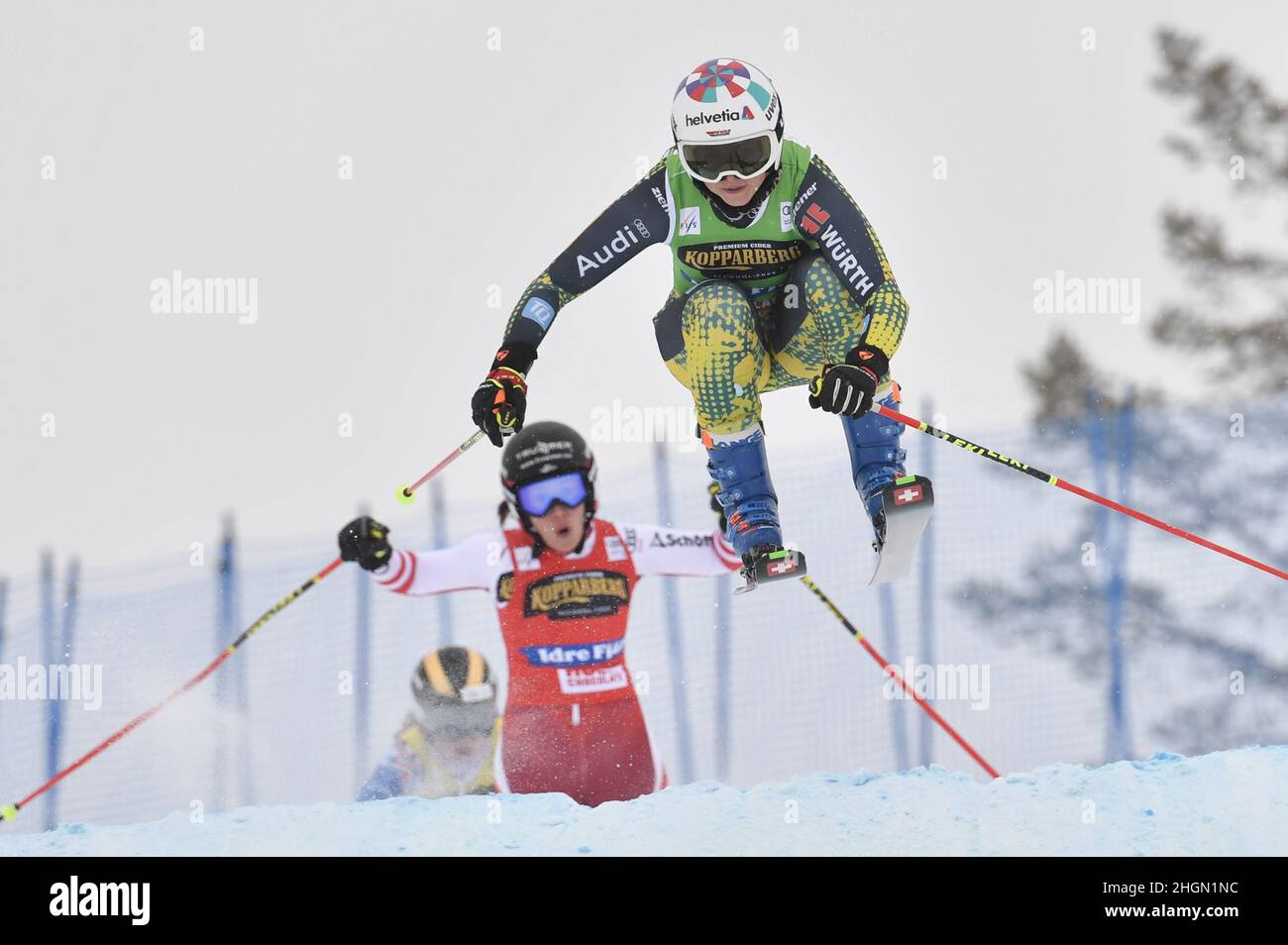 Daniela Maier (green) of Germany in action during the women's ...
