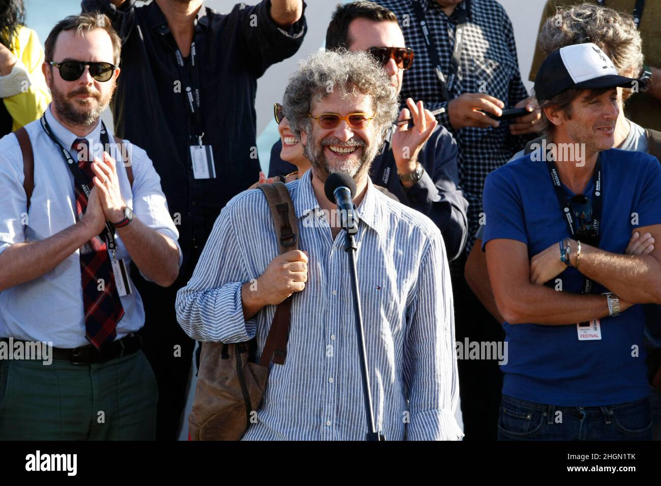 October 7, 2012 - Busan, South Korea : Italian Film Director Enzo dAlo attend press conference  during the 17th Busan International Film Festival EFP press conference at the BIFF Village in Haeundae. (Ryu Seung-il / Polaris) Stock Photo
