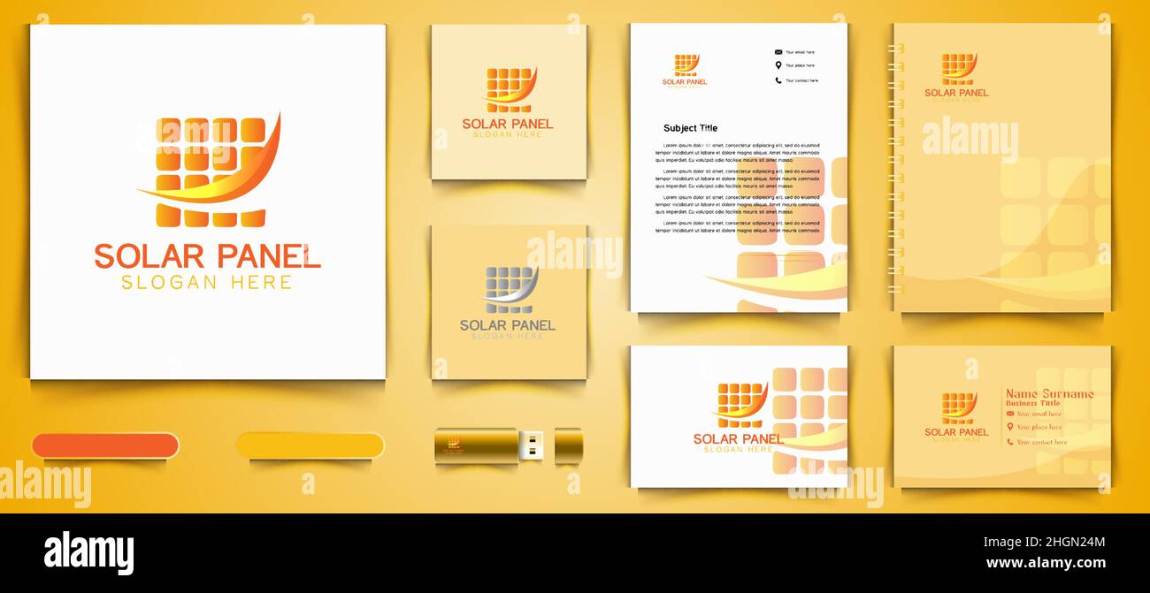 solar element logo and business branding template Designs Inspiration Isolated on White Background Stock Vector