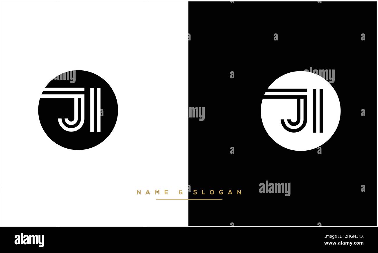 JI, IJ Abstract Letters Logo monogram Stock Vector