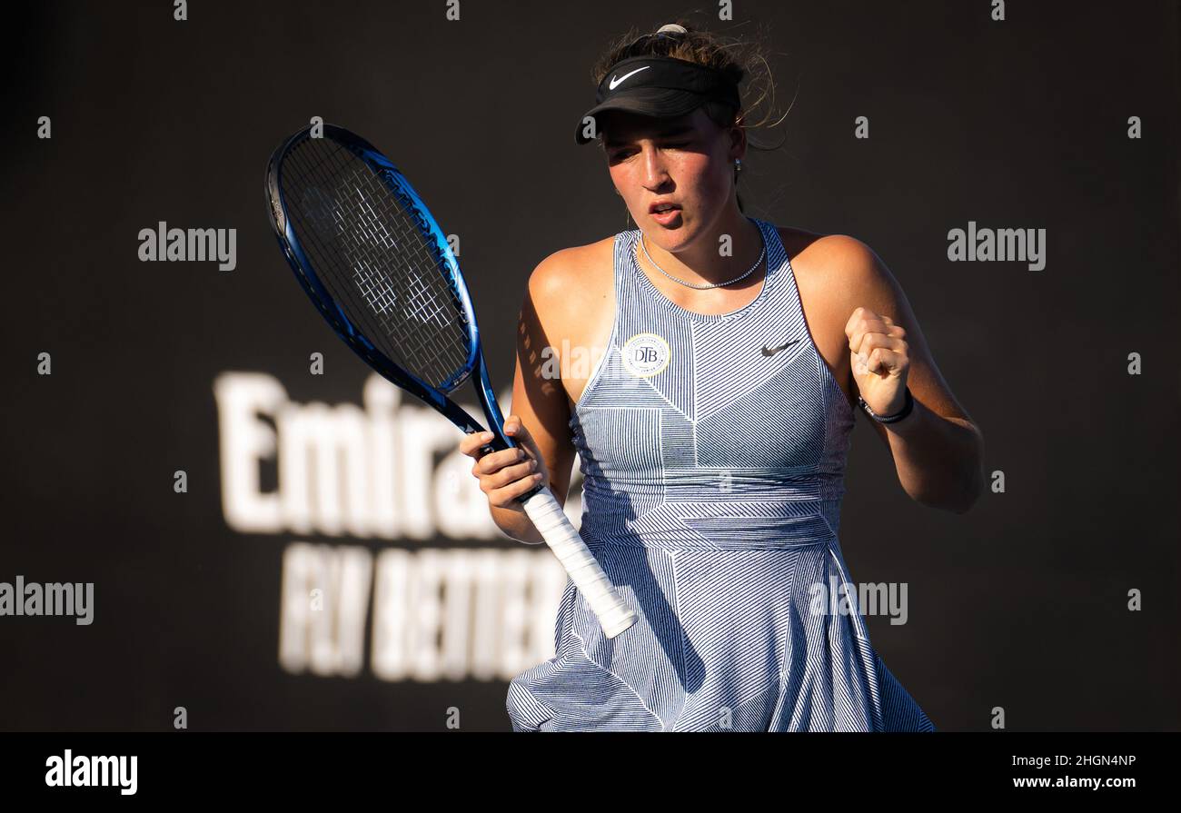 Melbourne, Australia. 22nd Jan, 2022. Carolina Kuhl of Germany in action  against Lucija Ciric of Croatia during the Juniors competition at the 2022  Australian Open, WTA Grand Slam tennis tournament on January