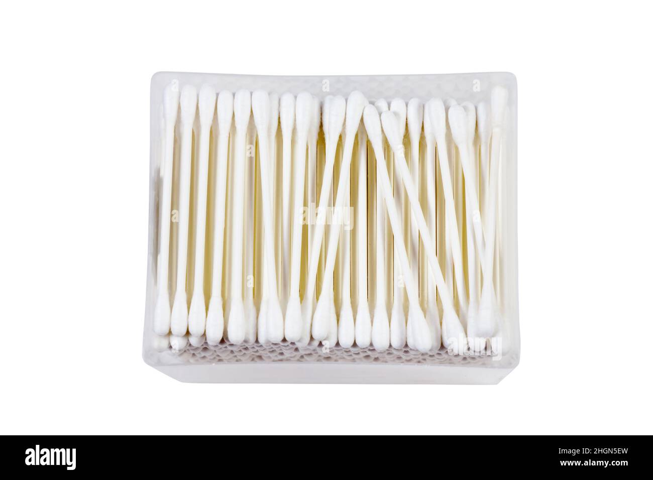 cotton buds or cotton swab box in plastic transparent rectangular