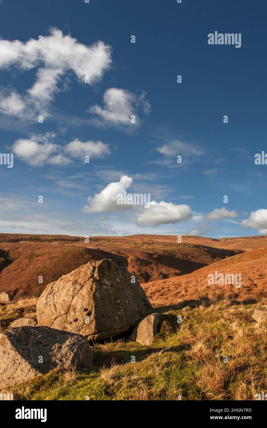 Looking towards Wolfhole Crag from Brennand Fell in the Forest Bowland, Lancashire Stock Photo