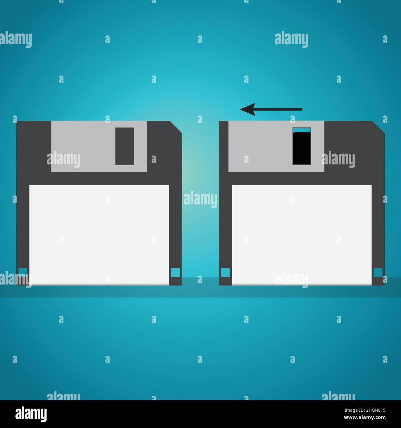 Floppy disk with an arrow sign, conceptual vector Stock Vector Image