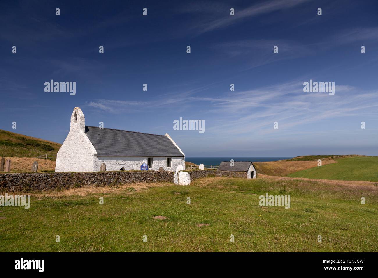 Holy Cross church at Mwnt in Ceredigion on the welsh coast Stock Photo
