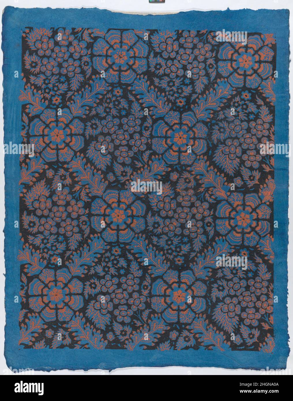 Sheet with overall floral pattern on blue background late 18th–mid-19th ...