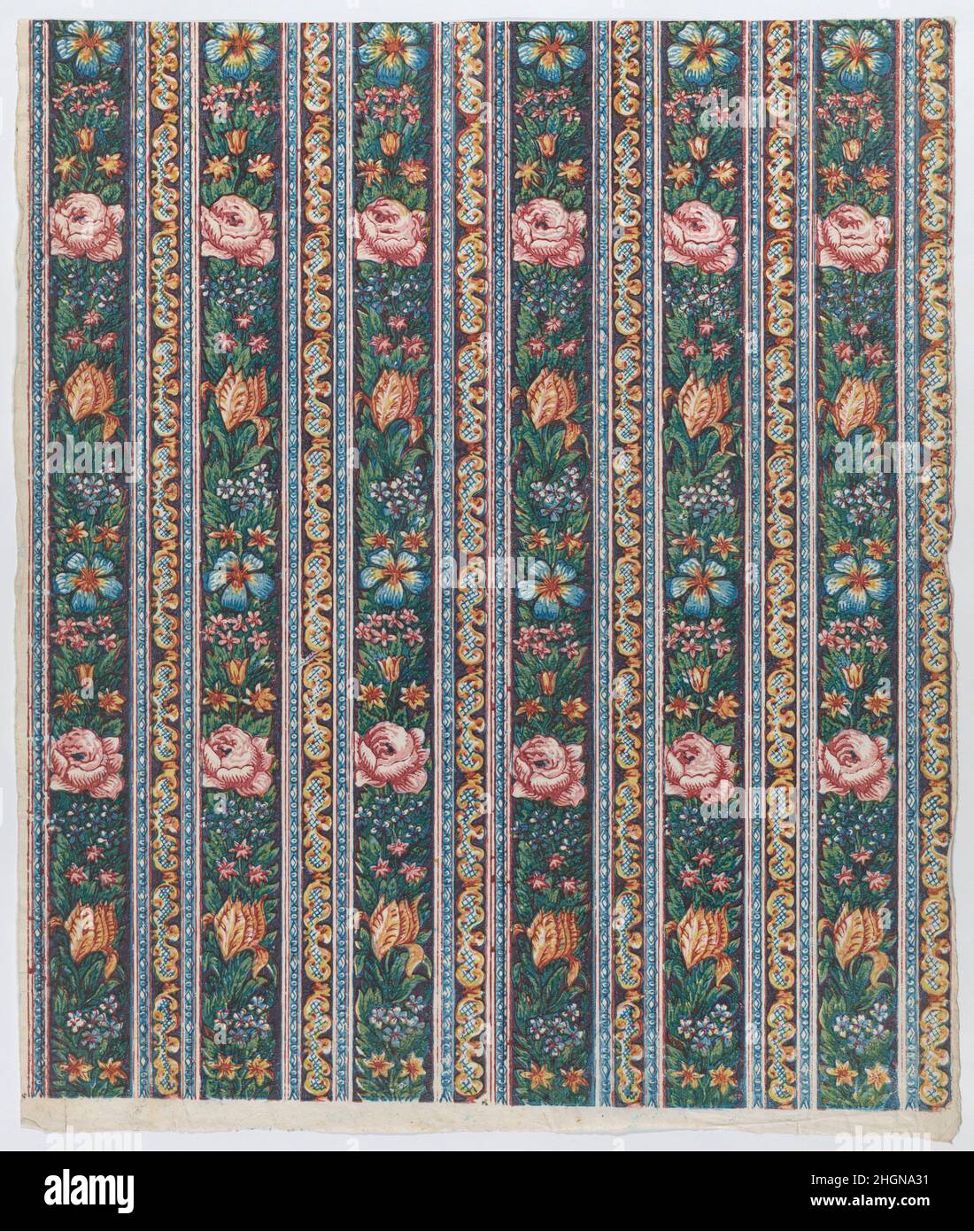 Sheet with a six borders with floral garlands late 18th–mid-19th ...