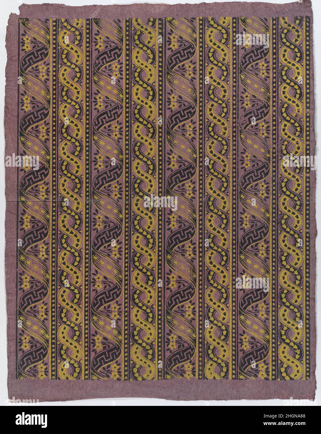 Sheet with four borders with guilloche and ribbon patterns late 18th–mid-19th century Anonymous. Sheet with four borders with guilloche and ribbon patterns. Anonymous , Italian, late 18th-mid 19th century. late 18th–mid-19th century. Relief print (wood or metal). Prints Stock Photo