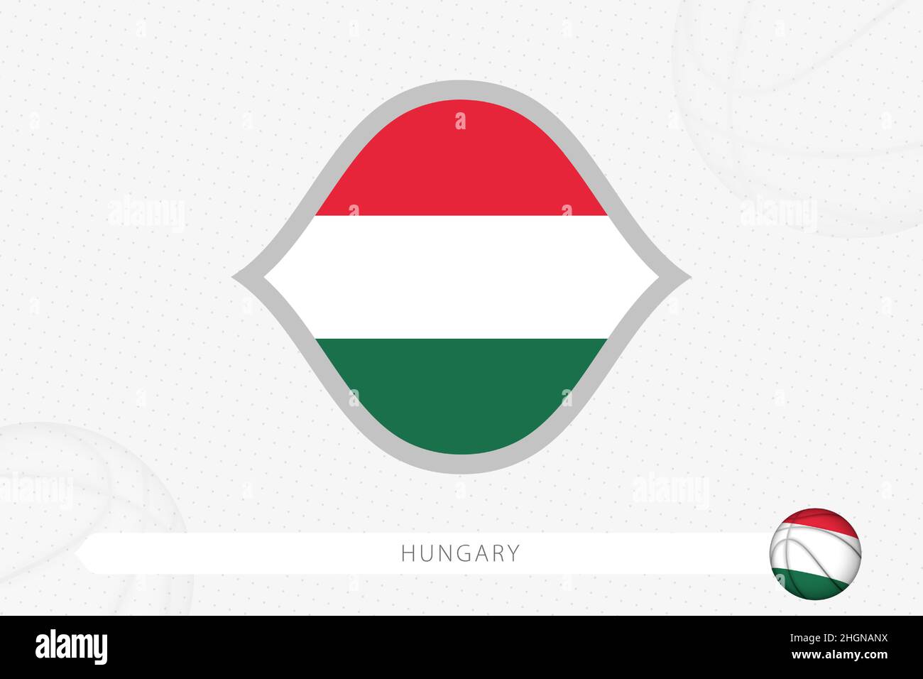 Hungary flag for basketball competition on gray basketball background. Sports vector illustration. Stock Vector