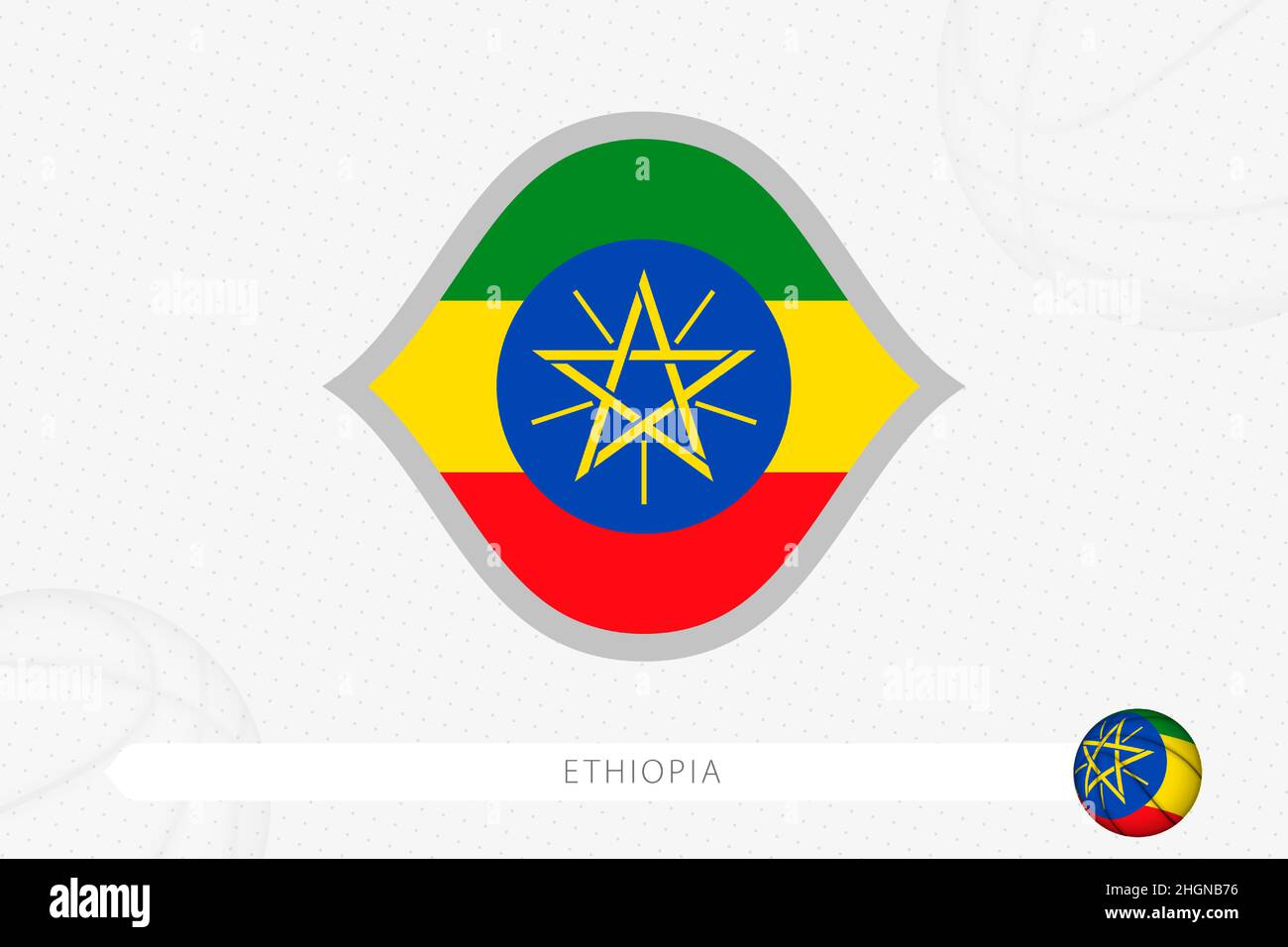 Ethiopia flag for basketball competition on gray basketball background
