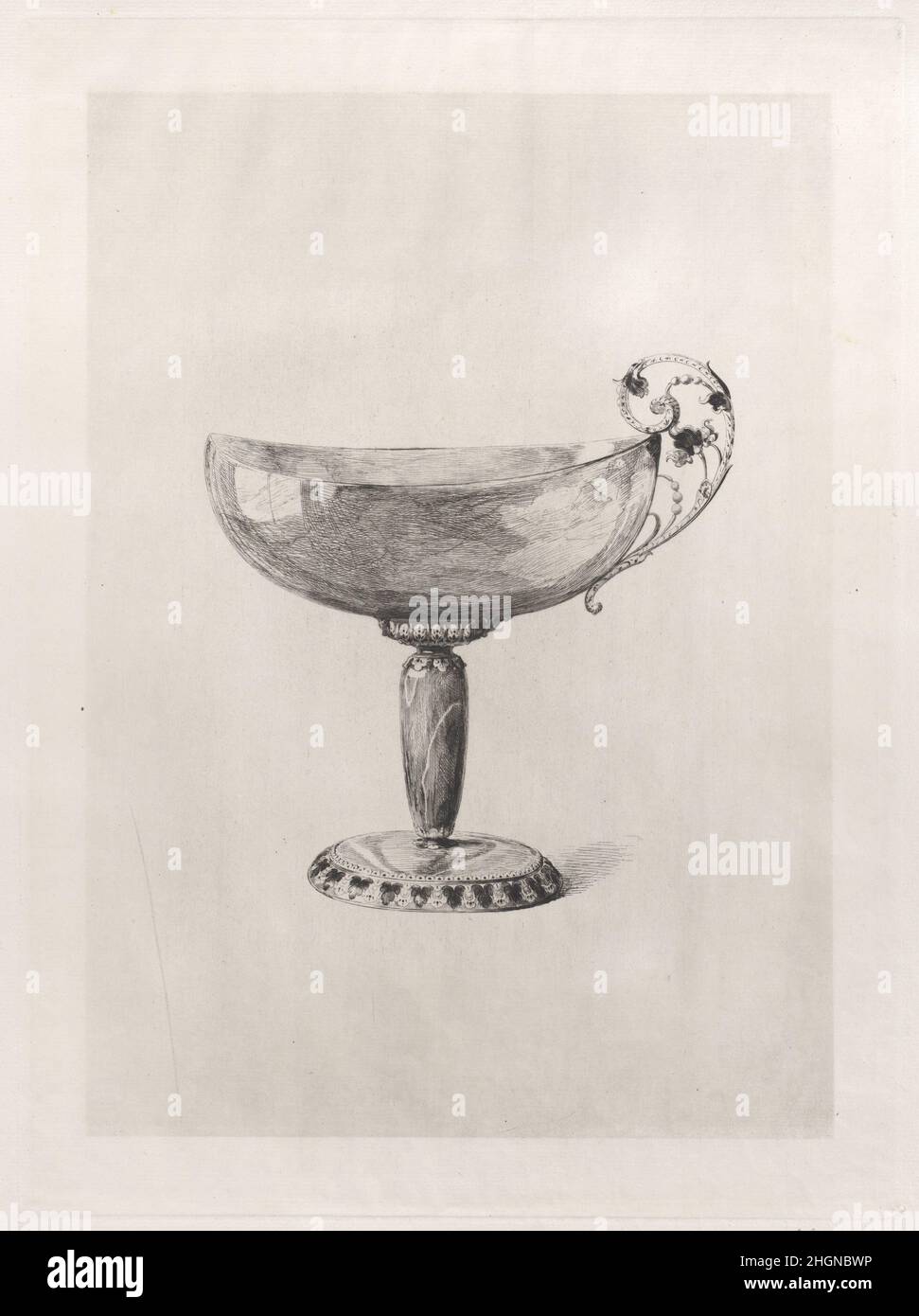 Oriental Cup Made from Agate 1868 Jules-Ferdinand Jacquemart. Oriental Cup Made from Agate. Gems and Jewels of the Crown. Jules-Ferdinand Jacquemart (French, Paris 1837–1880 Paris). 1868. Etching. Prints Stock Photo