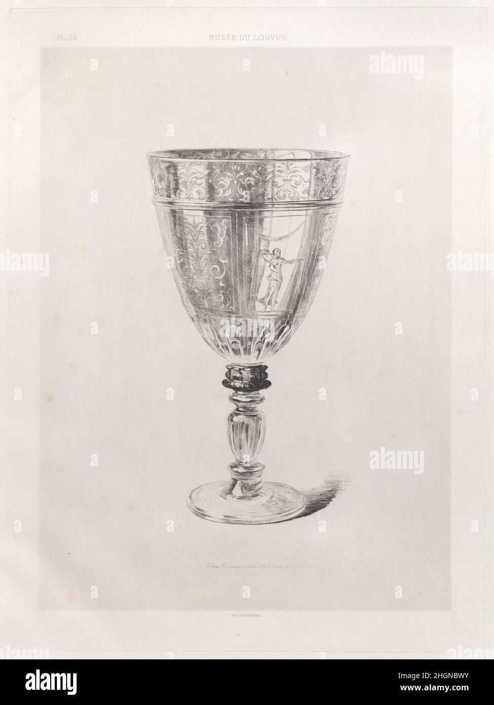 Crystal Glass 1868 Jules-Ferdinand Jacquemart. Crystal Glass. Gems and Jewels of the Crown. Jules-Ferdinand Jacquemart (French, Paris 1837–1880 Paris). 1868. Etching. Prints Stock Photo