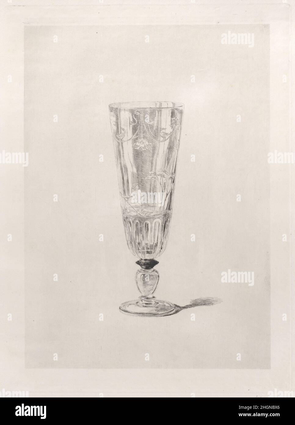 Crystal Drinking Glass 1868 Jules-Ferdinand Jacquemart. Crystal Drinking Glass. Gems and Jewels of the Crown. Jules-Ferdinand Jacquemart (French, Paris 1837–1880 Paris). 1868. Etching. Prints Stock Photo