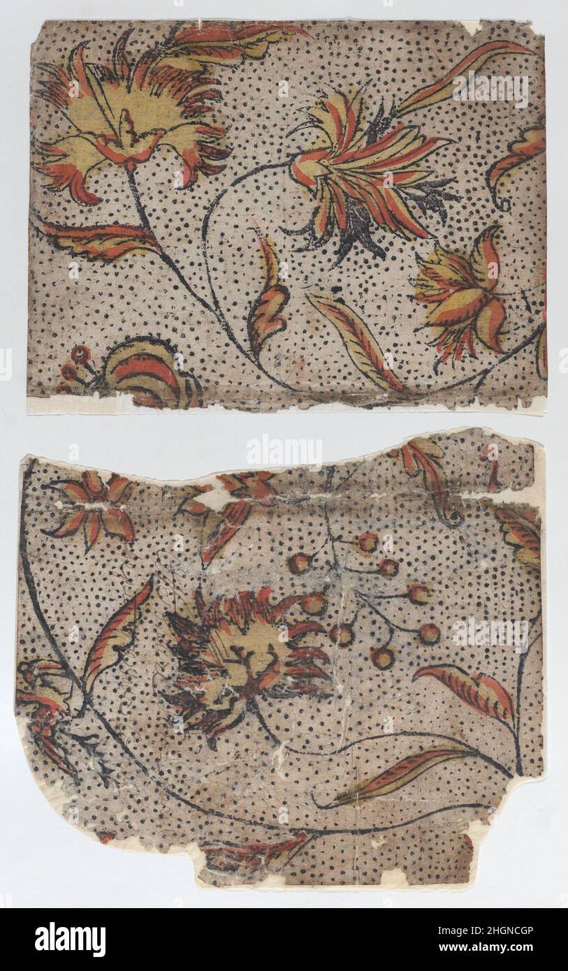 Sheet in two sections with overall floral and dot pattern 18th century ...