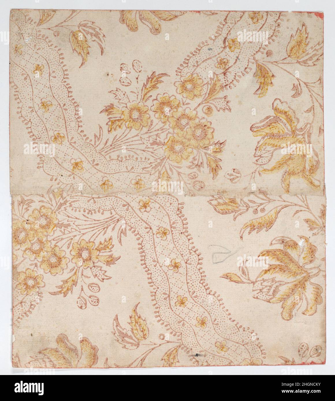 Sheet with overall red and yellow floral pattern 19th century Anonymous ...