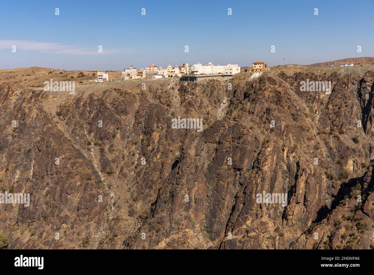 Taif, Saudi Arabia, 5th January 2022: buildings on a cliff in a city of Taif Stock Photo