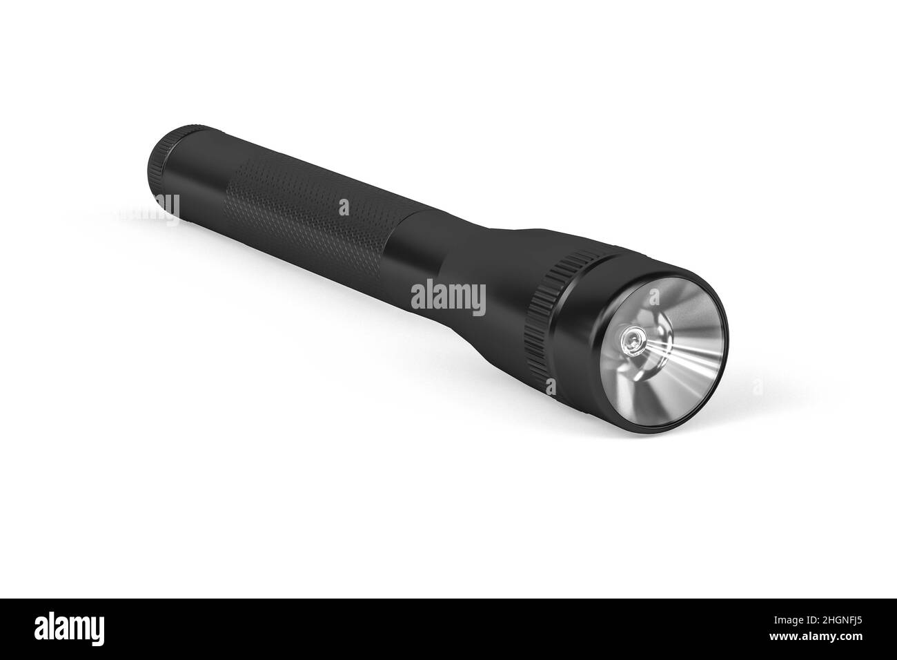 Black flashlight isolated on white background - 3D render Stock Photo