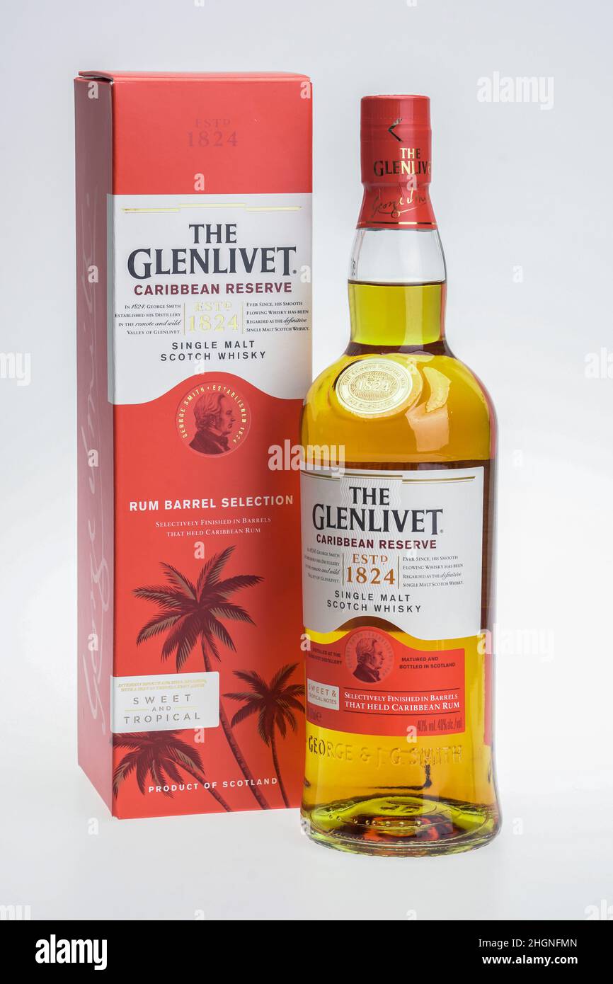 Glenlivet Single Malt Caribbean rum cask aged edition Stock Photo
