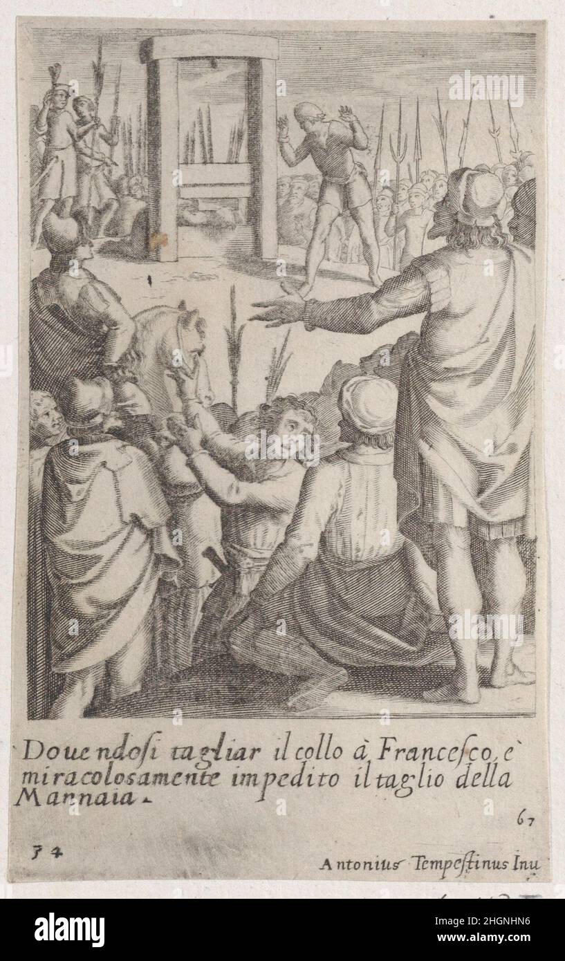 Francesco, from Scelta d'Alcuni Miracoli e Grazie della Santissima Nunziata di Firenze (Selection of Some Miracles and Graces that Occurred in the Church of the Annunziata in Florence) 1611–19 Jacques Callot French. Francesco, from Scelta d'Alcuni Miracoli e Grazie della Santissima Nunziata di Firenze (Selection of Some Miracles and Graces that Occurred in the Church of the Annunziata in Florence). Scelta d'Alcuni Miracoli e Grazie della Santissima Nunziata di Firenze. Jacques Callot (French, Nancy 1592–1635 Nancy). 1611–19. Engraving; second state of two (Lieure). Prints Stock Photo