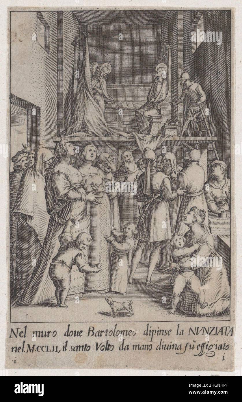 The Painting of the Aunnunciation, from Scelta d'Alcuni Miracoli e Grazie della Santissima Nunziata di Firenze (Selection of Some Miracles and Graces that Occurred in the Church of the Annunziata in Florence) 1611–19 Jacques Callot French. The Painting of the Aunnunciation, from Scelta d'Alcuni Miracoli e Grazie della Santissima Nunziata di Firenze (Selection of Some Miracles and Graces that Occurred in the Church of the Annunziata in Florence). Scelta d'Alcuni Miracoli e Grazie della Santissima Nunziata di Firenze. Jacques Callot (French, Nancy 1592–1635 Nancy). 1611–19. Engraving; second sta Stock Photo