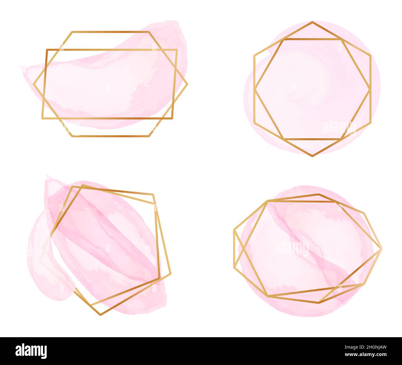 Pink fashion logo vector of set with golden line. Vector golden modern line, label of